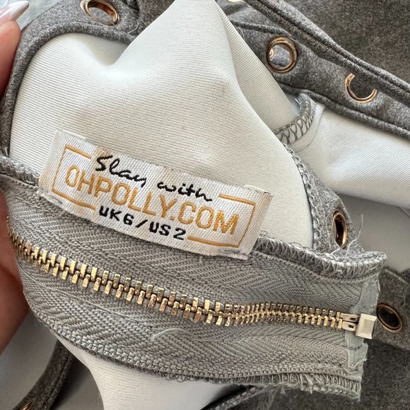 Oh Polly Grey Suedette Skirt Set - Picture 10 of 10